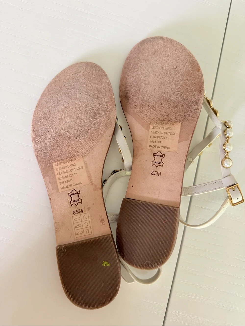 Tory Burch Emma Sandals-White Pearl-Embellished T-Strap Sandals